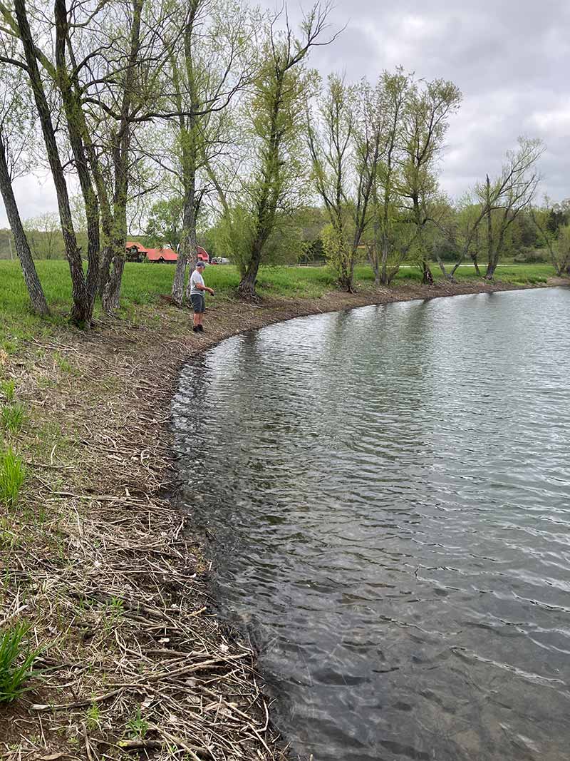 Fishing on the stocked 3-acre lake